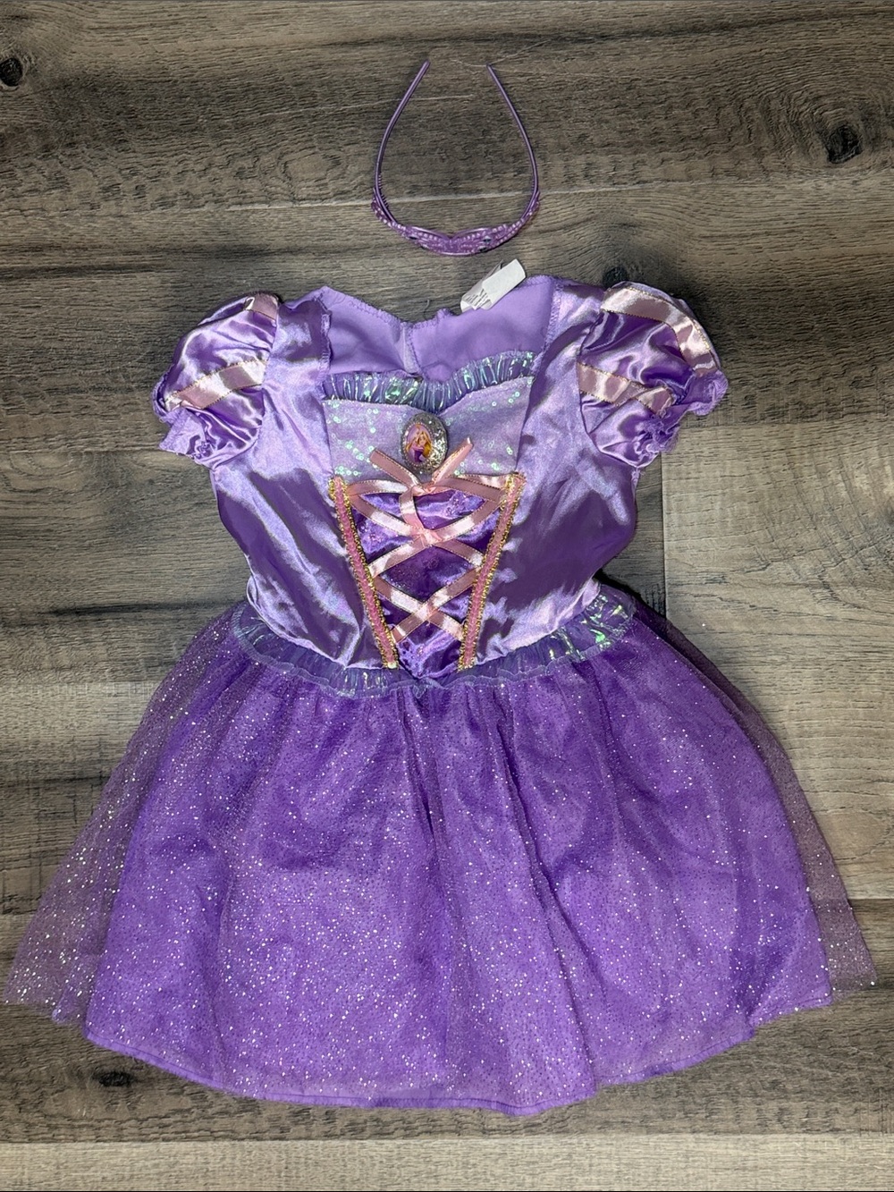 Disney Tangled Purple Princess Dress Costume with Tiara 3T-4T